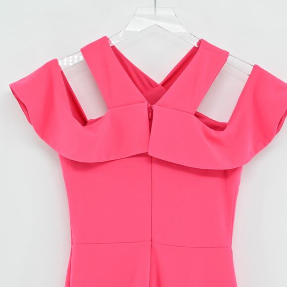 LULUS Dress Size S Fuchsia Cityscape Cold Shoulder Bodycon Knee Length Sexy Glam - Picture 6 of 11